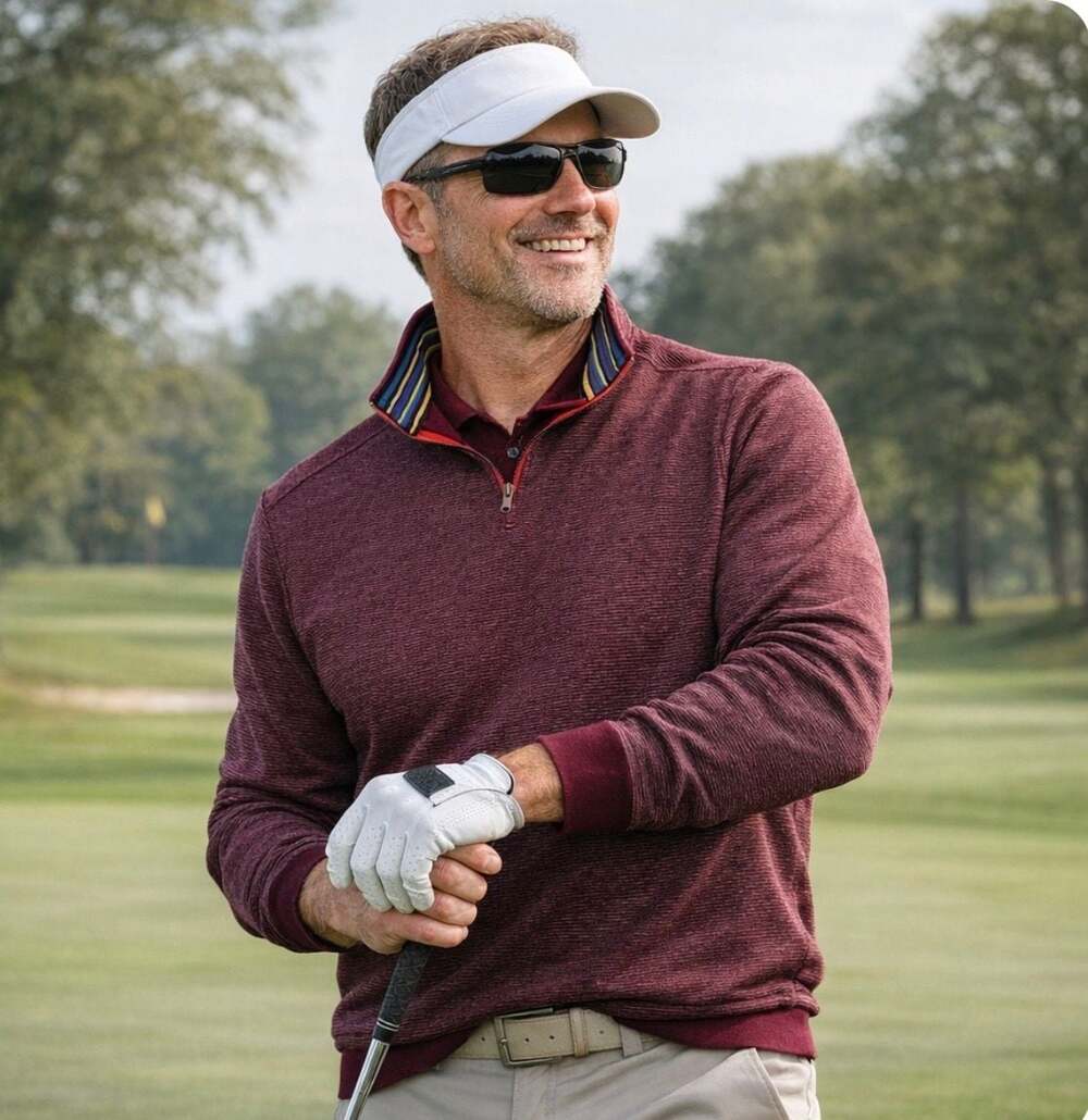 Robert Graham Quarter 1/4 Zip Pullover Burgundy With Flip Cuff Size 2X